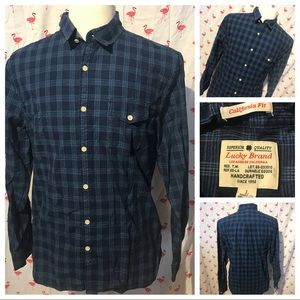Lucky Brand California Fit L Blue Plaid Shirt B18